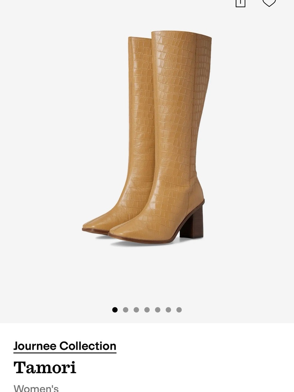 Journee Collection Tamori Knee-High Croc-Embossed Boots in Tan